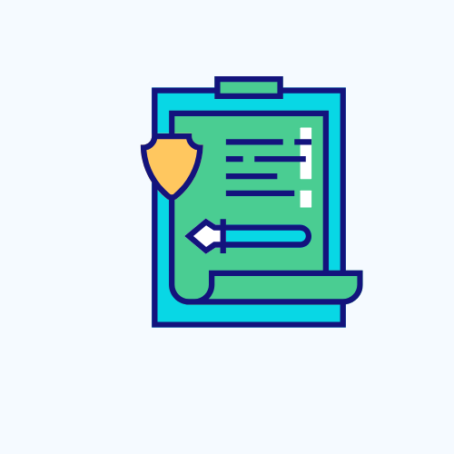 clipboard with badge and pen laying on a paper