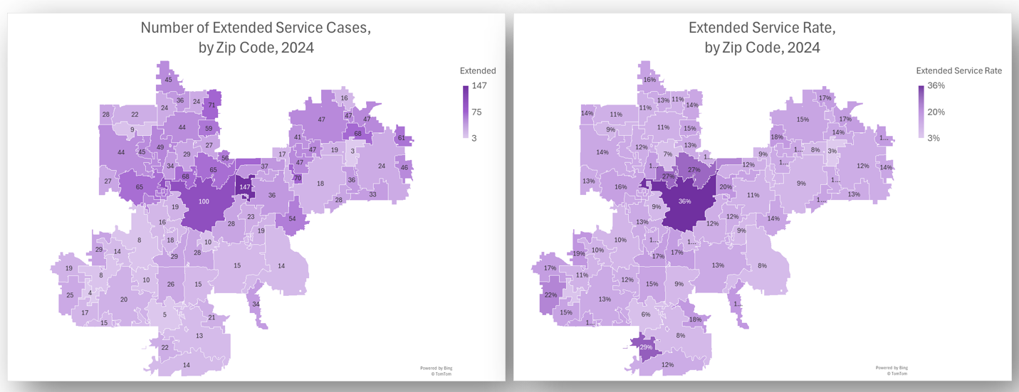 Extended Service Cases and Extended Service Rate Distribution Map examples