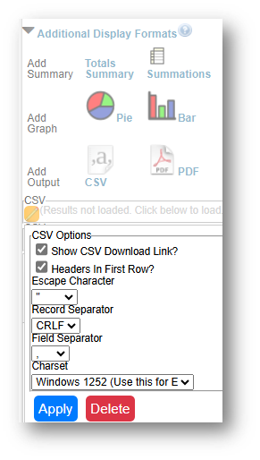 CSV options for downloading case management system data