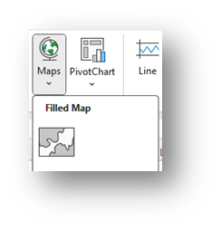 Maps pane showing filled map selection