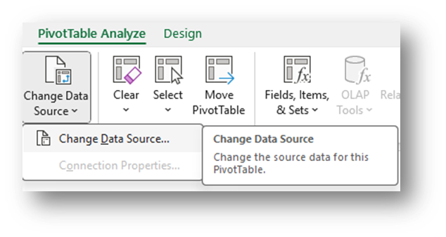 Pivot Table Change Data Source example