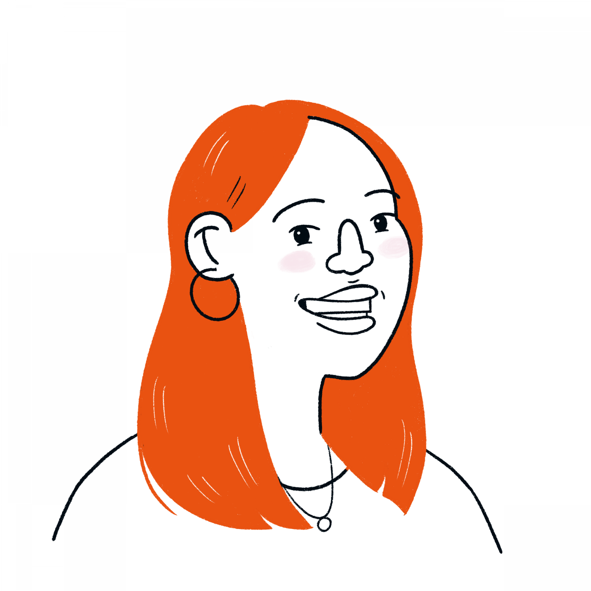 Cartoon Victoria is shown with long red hair