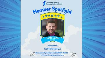 Member spotlight of Josh Lazar featuring superhero comic imagery